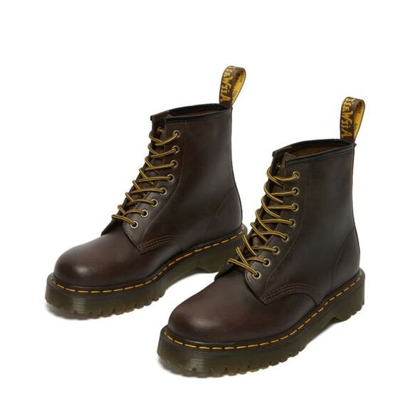 DR. MARTENS 1460 Bex Boots Mens 9 Womens 10 Dark Brown Crazy Horse Leather NWB - Picture 1 of 8
